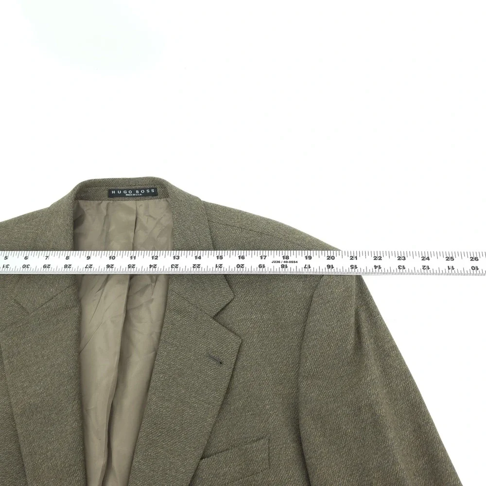 Hugo Boss Mens Blazer Wool Cashmere Olive Brown 46R 2 Button Vintage USA Made